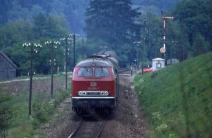 Jagstzell Lok 215 059 N Einfahrsignal Schalthaus Telegrafenleitung