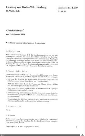Gesetzentwurf der SPD: Demokratisierung des Schulwesens
