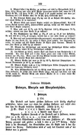 Siebter Abschnitt. Potenzen, Wurzel und Wurzelausziehen.