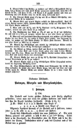 Siebter Abschnitt. Potenzen, Wurzel und Wurzelausziehen.