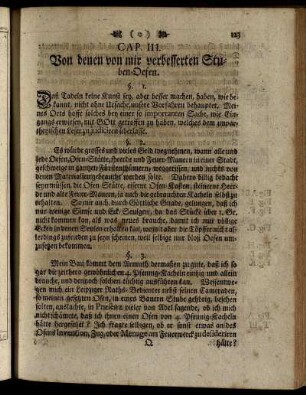 Cap. III. Von denen von mir verbesserten Stuben-Oefen.