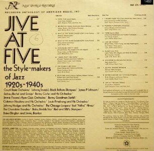 Jive at Five. The Style-Makers of Jazz 1920s-1940s