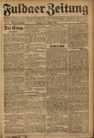 Erste Ausgabe vom Montag, den 04. Januar 1915.