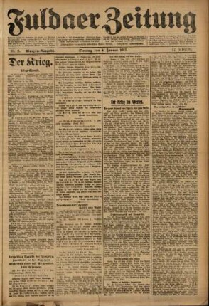 Erste Ausgabe vom Montag, den 04. Januar 1915.