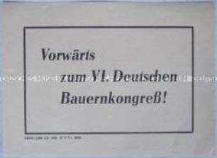 Klebezettel zum VI. Deutschen Bauernkongress