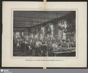 Hauptarbeitssaal in der sächs. Musikinstrumenten-Manufactur Schuster & Co.