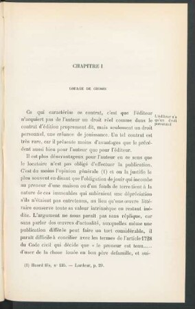 Chapitre I. Louage de choses