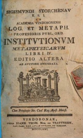 Institutiones metaphysicae Institutionum metaphysicarum libri IV