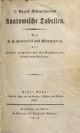 August Schaarschmidts Anatomische Tabellen, 1. Lehre von den Knochen, Bändern und Muskeln
