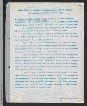 Mitteilungen des Giessener Arbeitsausschusses für die 27. Generalversammlung des ADF 1913 in Gießen