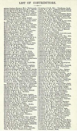 List of Contributors.