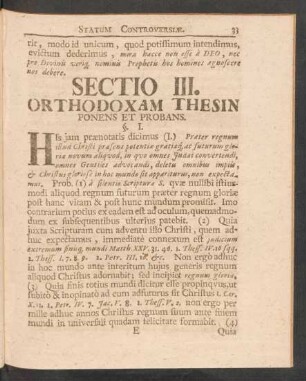 Sectio III. Orthodoxam Thesin Ponens Et Probans.