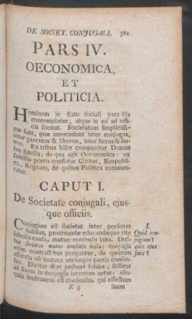 Pars IV. Oeconomica, Et Politicia