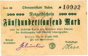 Geldschein / Notgeld, 500.000 Mark, 23.8.1923