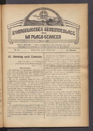 No. 44. Buenos Aires, den 27. Oktober 1920. 26. Jahrgang