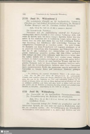 892. [1731, Juni 18. Wittenberg]