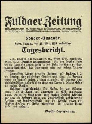 Ausgabe vom Samstag, den 27. März 1915.