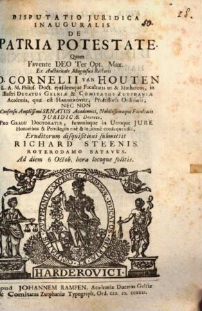 Disp. iur. inaug. de patria potestate