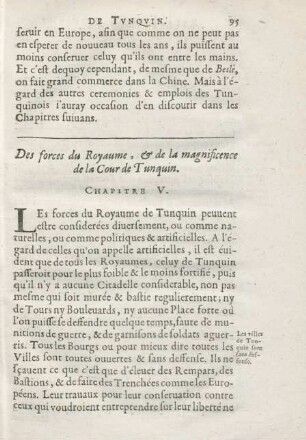 Chapitre V. Des forces du Royaume, & de la magnificence de la Cour de Tunquin