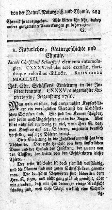 8) Naturlehre, Naturgeschichte und Chymie.