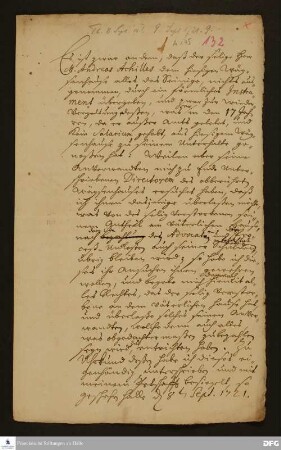 Erklärung von August Hermann Francke, die Erbschaft von Andreas Achilles betreffend.