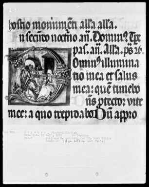 Psalterium und Kalender — Initiale D (omine illuminatio), darin Anbetung der Könige