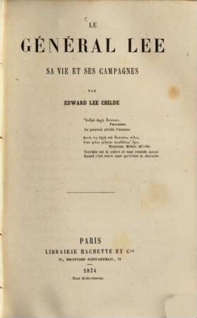 Le Général Lee, sa vie et ses campagnes