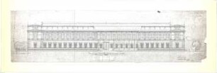 Döllgast, Hans; München; Alte Pinakothek, Wiederaufbau - Südseite (Ansicht; Teil - Grundriss)