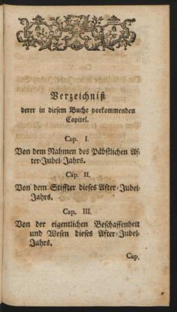 Verzeichniß derer in diesem Buche vorkommenden Capitel.