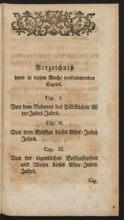 Verzeichniß derer in diesem Buche vorkommenden Capitel.