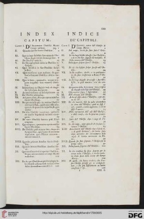 Index capitum / Indice de'capitoli