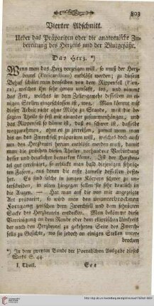 Vierter Abschnitt: Ueber das Präparieren oder anatomische Zubereitung des Herzens und der Blutgefäße
