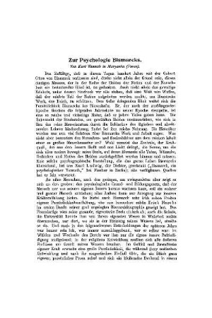 Zur Psychologie Bismarcks