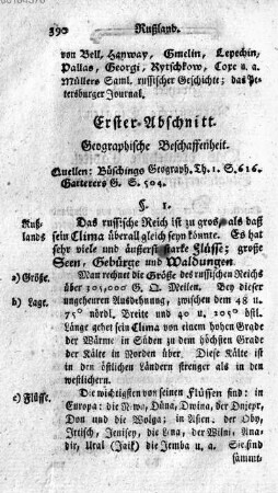 Erster Abschnitt. Geographische Beschaffenheit