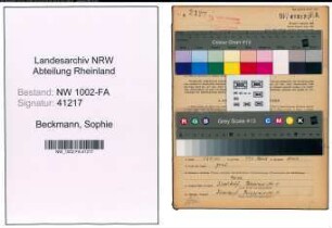 Entnazifizierung Sophie Beckmann, geb. 20.07.1884 (Kauffrau)