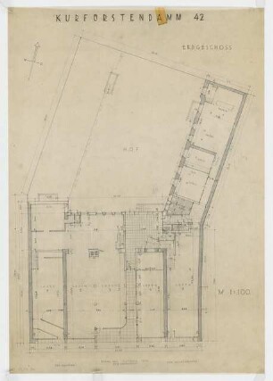 Geschäfts- und Bürohaus Hülse, Berlin-Charlottenburg: Grundriss Erdgeschoss 1:100