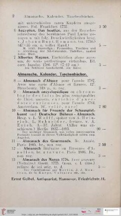 Almanache, Kalender , Taschenbücher (Nr. 8 - 91)