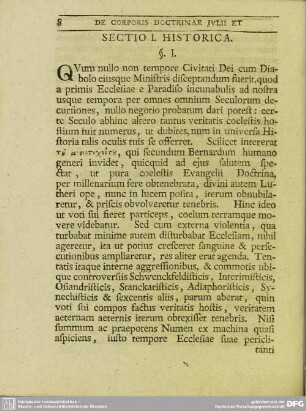 Sectio I. Historica