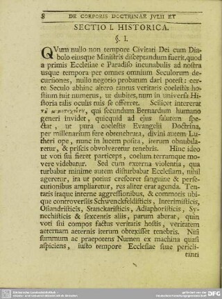 Sectio I. Historica
