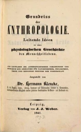Grundriß der Anthropologie