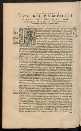 Eusebii Pamphili De Laudibus Constantini Imperatoris Oratio, Quam Ad Trigesimum annum Imperii eiusdem Constantini habuit.