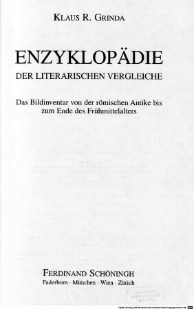 Enzyklopädie der literarischen Vergleiche : das Bildinventar von der römischen Antike bis zum Ende des Frühmittelalters