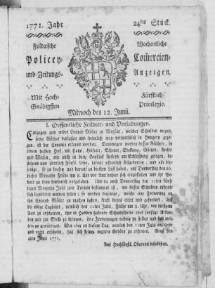 24tes Stück, Ausgabe vom 12. Junii 1771