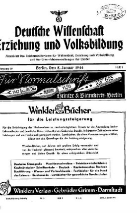 10: Deutsche Wissenschaft, Erziehung und Volksbildung - 10.1944