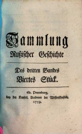 Sammlung rußischer Geschichte, 3,4. 1759