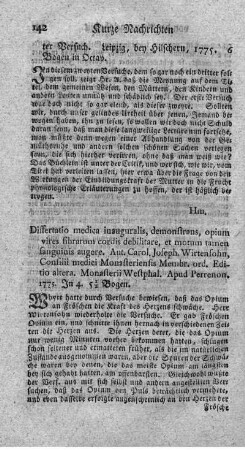 Opium vires fibrarum cordis debilitat, et motum tamen sanguinis auget. Diss.med.inaug.
