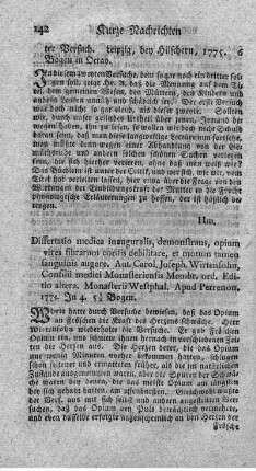 Opium vires fibrarum cordis debilitat, et motum tamen sanguinis auget. Diss.med.inaug.