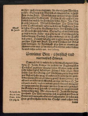 Demütige Bitte/ Christlich und unerweißlich Erbieten.