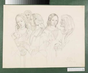 nach Frauenfigurern aus Pinturicchios Fresko des Begräbnises des hl. Bernhardin in S. Maria Ara Coeli in Rom