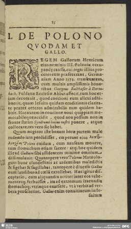 I. De Polono Quodam Et Gallo